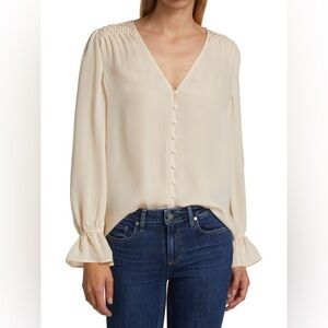 PAIGE Deluca Button-Front Silk Blouse NWT
